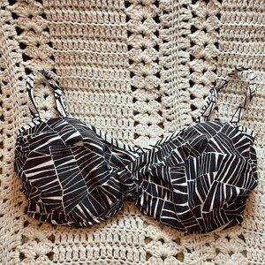 Fantasie Twist Front Bandeau Bikini Top Zurich Bourbon Pattern Sz 36 F altered